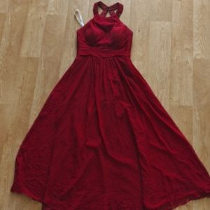 Floor length burgundy prom/bridesmaid dress